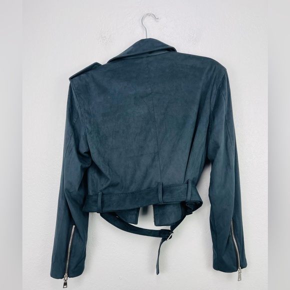 NWT We Wore What Danielle Bernstein 
Faux Suede Moto Leather Jacket 
Black  M - Picture 10 of 10